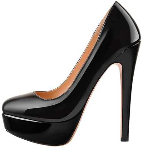 MissHeel Plateau Pumps High Heels Pumps Stielttos Pfennigabsatz Schwarz EU 44