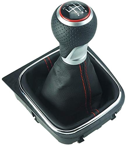 Do!LED Soffietto per leva del cambio nero con cuciture nere - Pomello del cambio in look A4-6 marce compatibile con VW Golf 5V Golf 6VI Telaio Pomello di ricambio Plug Play per