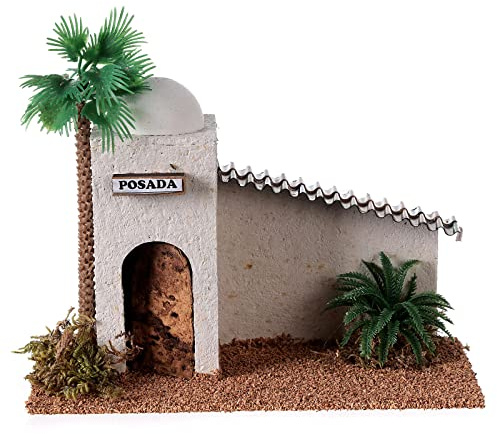 Holyart Ambientazioni, botteghe, case, pozzi: Casetta stile arabo legno presepe 5 cm 15x20x10 cm