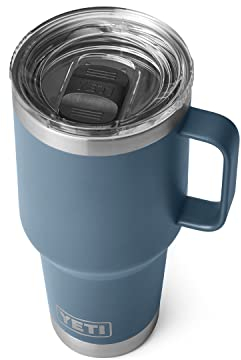 YETI Stainless Steel Rambler Travel Drinking_Cup, Vacuum Insulated with Stronghold Lid, 30 Ounces, Nordic Blue