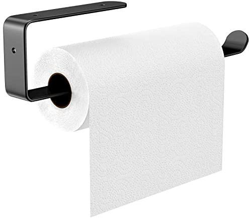 Gvolatee küchenrollenhalter Aluminium Matt, papierrollenhalter für Wandmontage Bohren mit Befestigte Schrauben, rollenhalter Vertikal oder Horizontal für Küchentüchern, Plastikfolie, Ölpapier, Schwarz