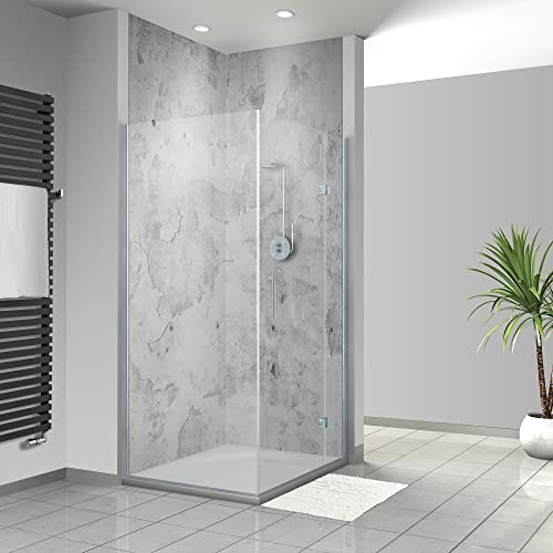 WANDFREUDE individuelle Duschrückwand Aluverbundplatte auf Maß (2 Stück - Hellgraue Steinwand - Premium Matt Lack) – Dusche Wandverkleidung Duschwandverkleidung Duschrückwände