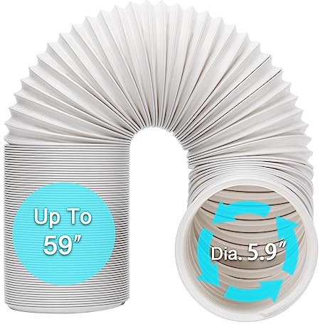 BEWAVE Portable Air Conditioner Hose, Portable Exhaust Vent Hose with 5.9 Inch Diameter, Universal Replacement AC Vent Hose Length up to 59