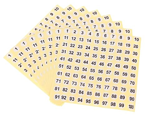 MAGICLULU 100pcs Self-Adhesive Round Number Stickers for Clothes Shoes Socks Number Paster for Storage Organization Round Paster for Boys and Girls Crafts