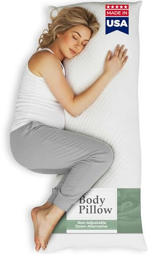 Snuggle-Pedic Body Pillow for Adults, Cozy Comfort Down Alternative Pregnancy Pillows - Soft, Supportive, Breathable Side Sleepers Maternity Pillow - Long Cuddle Pillow for Bed, 20x54 Full Body Pillow
