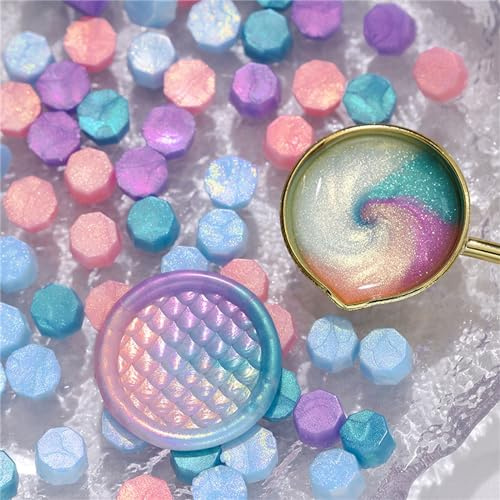 100 Glitter Wax Seal Beads Octagons - Sealing Wax Beads for Envelope, Card, Letter & Invitation Packages - 100 Pcs