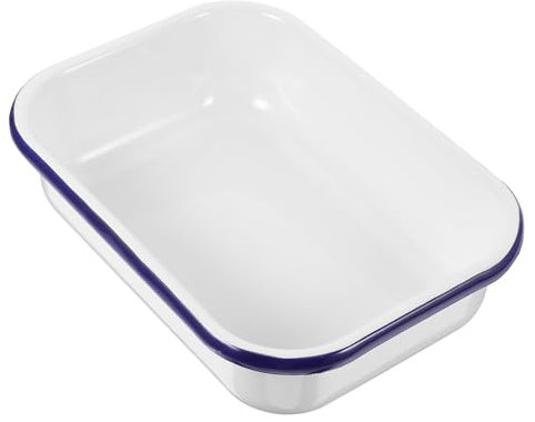 HOLIDYOYO Enamel Baking Tray 8.66X6.29X2.16 Inch Heat-Resistant Nonstick Food Baking Pan Multifunctional Storage Tray for Kitchen and Restaurant Use