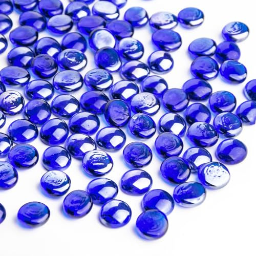 Meschett 0.44 kg Blaue Glasmurmeln,Mini-Flachglasperlen~150 Stück für Vasenfüller,Mancala Edelsteine Aquarium Steine für Tisch Aquarium,Wohnkultur Kunsthandwerk Zubehör(0,5~0,7)