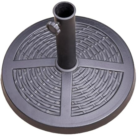 10Kg Rattan Effect Parasol Base Round Black Heavy Duty Weight Stand for Garden Outdoor Patio Banana Umbrella Holder