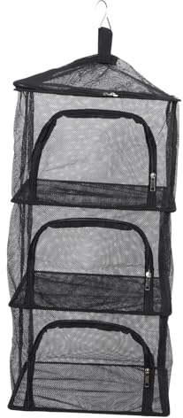 CAXUSD Faltbares Trockennetz 4-lagig Für Camping Atmungsaktives Mesh Schwarz 39cm x 39cm x 100cm Mit Reißverschluss Für Obst Gemüse Und Geschirr Praktisches Outdoor Zubehör