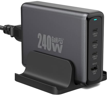OUFUYU Ladegerät USB C 240W PD3.1 Netzteil 140W PD3.0 100W GaN 4-Port Mehrfach Schnellladegerät kompatibel mit MacBook Pro Air, Pixelbook, iPad Pro, i-Phone15/Pro, Galaxy S23, Dell