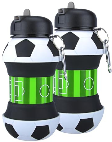 Faltbare Wasserflasche für Jungen und Mädchen, BPA-frei, für Camping, personalisiert mit Ihrem Sport, kompakter Wasserball für originelles Geschenk (2 Stück)