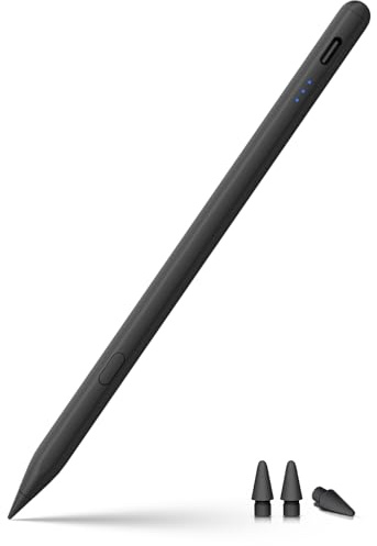 Penna per iPad 2018-2026 con Ricarica Rapida, Anti-Palm e Rilevamento dell'Inclinazione Compatibile con iPad 11/10/9/8/7/6/A16, Mini 7/6/5, Air M4/M3/M2 11/13/5/4/3, Pro M5/M4 13/12.9″/11″-Nero