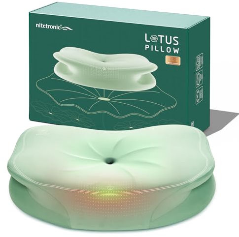 NITETRONIC Almohada cervical, almohada cervical de espuma viscoelástica, almohada ergonómica para dormir de lado, espalda y boca abajo, zonas de doble altura, terapia de calor, gran idea de regalo