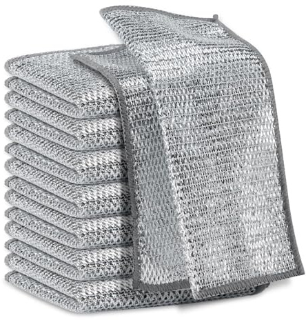 Generic Multifunctional Non-Scratch Wire Dishcloth - Steel Wire Dish Towel for Wet and Dry Dishcloth for Dishes Sinks Counters Tops of Stoves (15)