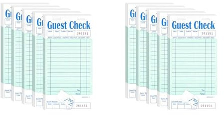 rieder Paquete de 10 cuadernos de cheques de invitados, bloc de notas de servidor para restaurante, chequera de camarero verde, bloc de pedidos de restaurante, 50 hojas/paquete