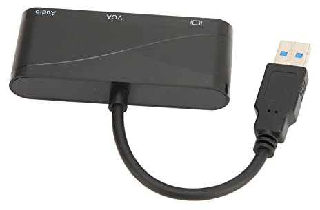 Adaptador USB a VGA, ABS Negro 2 en 1 USB 3.0 Al Convertidor VGA 1920x1080 para Entretenimiento