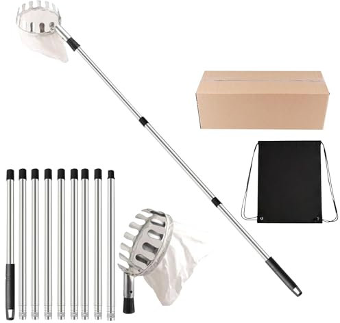 Recolector De Frutas - Caña para Coger Fruta Extensible con Cesta | Herramienta Ergonómica para Recolectar Fruta en Jardín Exterior Hogar