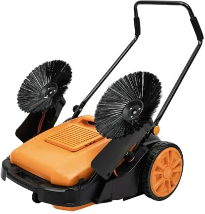 41 Inch Walk-Behind Hand Push Floor Sweeper, Outdoor Hand Push Floor Sweeper with 14.53 Gal Dustbin & Adjustable Handle for Shopping Malls Factory Warehouses