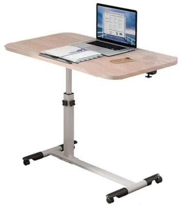 Klappbarer Stehpult mit Rollen - Höhenverstellbarer mobiler Überbetttisch, Metallrahmen, tragbarer Laptop-Schreibtisch für Schlafzimmer