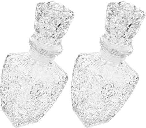 Beavorty Lot de 2 Bouteilles en Verre Épaissi Transparent 250 Ml pour Liqueur et Vin, Design Carré Original, Carafe à Vin Réutilisable pour Service et Dégustation