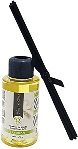 Mikado Black Edition Duftstäbchen mit weißen Blüten, 200 ml, Nachfüllpack