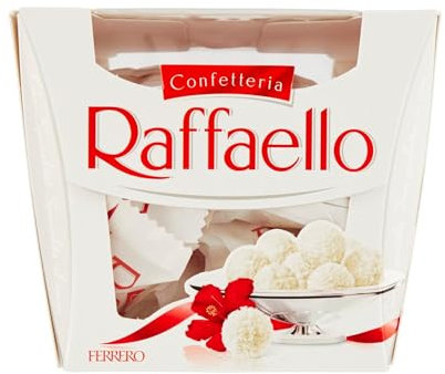 Raffaello - 18 Specialità al Cioccolato Bianco Ricoperto di Scaglie di Cocco, all'Interno un Cremoso Ripieno e una Mandorla Intera, Idea Regalo, Confezione da 324 gr