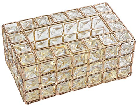 Macabolo Rechteckige Luxus Gold Metall Kristall Tissue Serviette Box Toilettenpapier Aufbewahrungsbehälter Desktop dekorative Ornamente für Küche Wohnzimmer Esszimmer