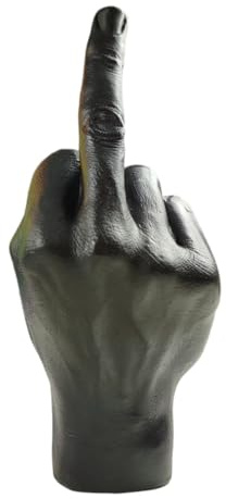 Bitten Mittelfinger Dekofigur Stinkefinger Skulptur in Schwarz