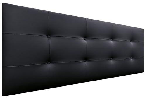 DHOME Kopfteil, gepolstertes Bett Kopfteil 8cm dick. Gepolstertes Kopfteil ACUALINE Stoff und Kunstleder. Bett-Kopfteile (Kuntsleder Schwarz, 160cm (Betten 150/160))