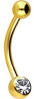PIERCINGLINE Bauchnabelpiercing Chirurgenstahl | 1 Kristall | Piercing Mini Bananabell Banane | Farb & Größenauswahl