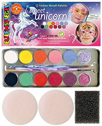 Eulenspiegel 212264 - Schminkpalette Sweet Unicorn, vegan, Einhorn, Schminkset, Kinderschminken, Karneval, Fasching