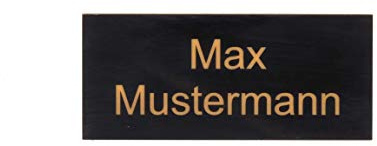 Gravurheim - Briefkastenschild Türschild individuelle Gravur Name | selbstklebend - personalisiert | Kunststoff - Plastik | viele Farben und Größen (8x3,5cm Rechteck, Schwarz-Gold)