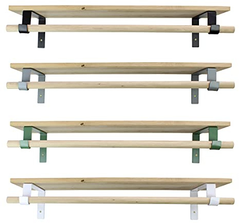 Natural Goods Berlin Garderobe GARD Neukölln | Wandgarderobe Design mit Ablage Holz | Set Kleiderstangenhalterung mit Regal Wandmontage | Eiche & Metall (mit 100cm Kleiderstange & Regalboden, Grau)