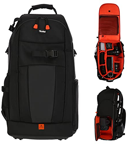 Rollei Fotoliner Ocean L: Großer Kamerarucksack aus 36 recycleten PET-Flaschen, inkl. Regenschutz, Handgepäck-geeignet,petrol, Farbe:schwarz