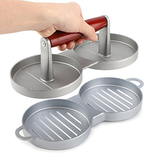 Molde de Hamburguesa, Prensa de Hamburguesa, Prensa de Doble Hamburguesa de AleacióN de Aluminio, Molde de Prensa de Hamburguesa Doble Antiadherente, para prensar Carne Picada y Barbacoa o Parrilla