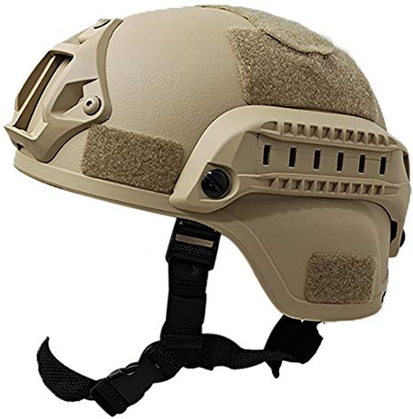 Rachlicy Casco Táctico Militar De Casco Ajustable Al Aire Libre Acolchado para Acolchado con Montura Nvg Y Riel Lateral para El Disparo De Caza De Paintball De Airsoft (Khaki 56-60cm)