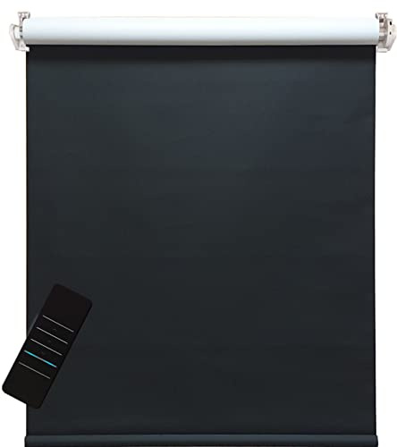 Elektrisches Rollo, schwarz/weiß, 100% Blickdicht, inkl. Akku-Motor & Sender, 60x160 cm (1 ST)