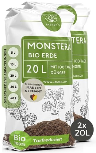 JASKER'S Monstera Erde 40 L - Aus 100% nachwachsenden Rohstoffen - Erde für Monstera Grünpflanzen - Grünpflanzenerde für Monstera Pflanzen