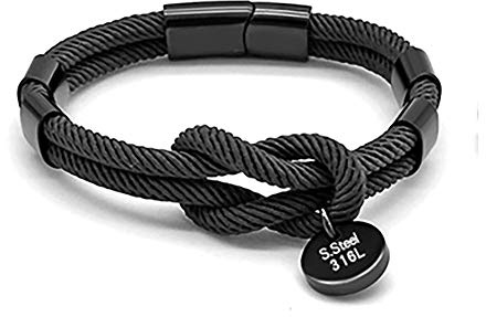 ZENSE - Bracelet cordon noeud marin ajustable ZB0321, Noir
