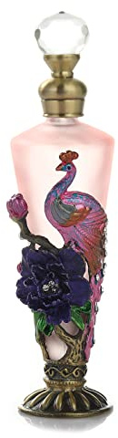 Yetaha Vintage Decorative Perfume Bottles, Fancy Crystal Oil Bottle, Old Fashioned Refillable Bejeweled Flower Essential Oil Bottle for Living Room Bedroom Decor Birthday Gift (30ML, Pink)