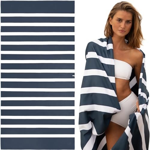 SummerSand Mikrofaser Strandtuch XL 200x100 cm - Sandfrei, Kompakt und Schnelltrocknend - Ideal als Strandhandtuch, Badehandtuch, Reisehandtuch und Saunatuch - Microfaser Badetuch Groß – Deep Blue