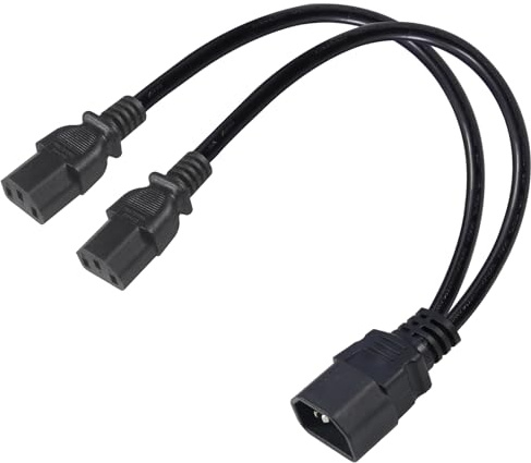IEC320 Y Splitter extension Cable, Single C14 to Dual C13 Short Power Y Type double Kettle Lead Splitter UPS PDU Power Extension Adapter Cable Cord for Computer, TV, PC, Monitor…