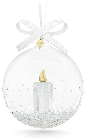 Swarovski Boule de décoration 2023 Annual Edition, boule de verre avec une bougie en son centre, suspendue à un ruban