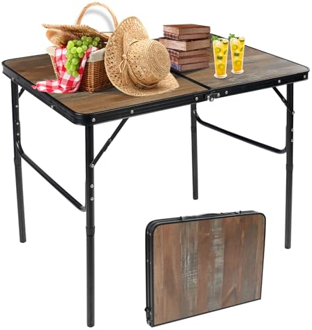 REDCAMP 3ft Faltbarer Campingtisch mit Einstellbarer Höhe, Leichter Tragbarer Klapptisch Campingtisch klappbar zum Picknick-Kochen im Freien im Innenbereich, 2 Höhen (38/70)