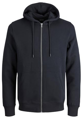 JACK & JONES Felpa con Cappuccio e Cerniera, Nero, 5XL Uomo