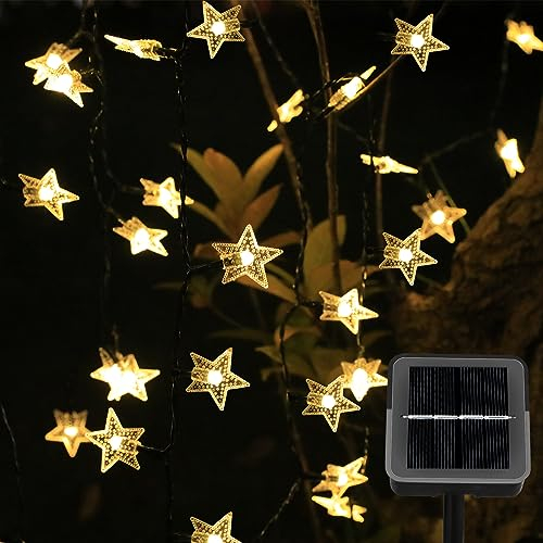 Ninonly Guirnaldas Luces Exterior Solar, 14m 120 LED Luces Estrellas Cadena Solares, 8 Modos Luz Solares Exterior Impermeable, Cadena Luces Decoración para Jardín Navidad Festivales Dormitorio Bodas