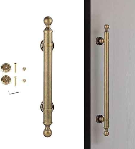 Porta Maniglie Barra Maniglia Porta Fienile in Ottone con Accessori di Montaggio, Hardware per Porte in Stile retrò per Un Lato, Maniglione per Porta Scorrevole Interno Esterno (Color : Copper, Size