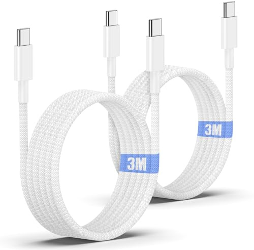 USB C to USB C Charger Cable 3M, 60W Braided Long Apple USBC Fast Charging Cable 10ft for iPhone 17/17 Pro/16/16 Pro Max/15 Pro/15 Plus, MacBook, iPad Pro Air/Mini/6Gen/Samsung