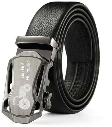 aplusashop ID Herren Gürtel Echtleder mit Gravur nach Wunsch Automatik Massive Schnalle NEU schwarz/braun bis 130cm NR7